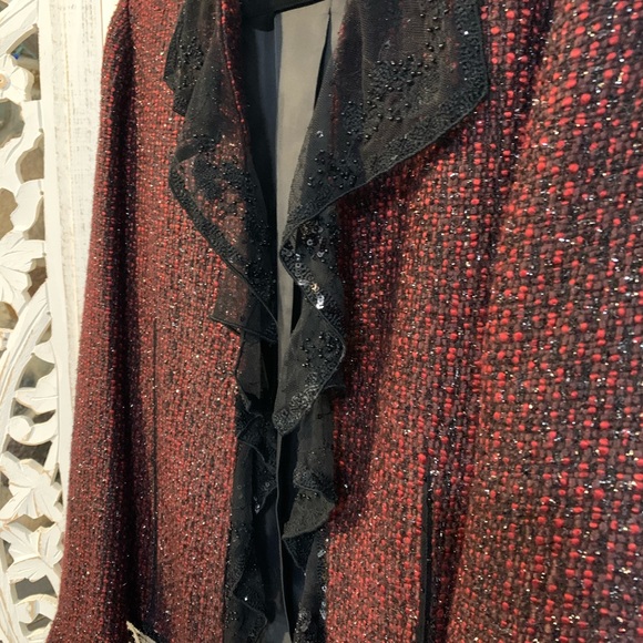 Chico’s Holiday Sparkle Sequin Jacket with Lace trim details - Medium - Picture 7 of 10